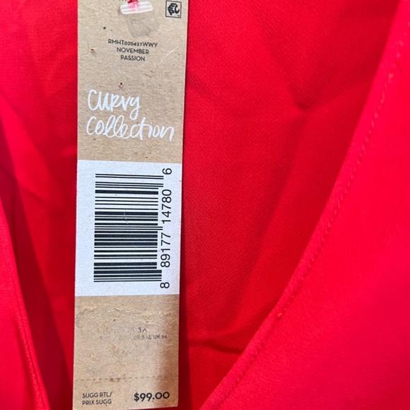 COPY -(NWT) RACHEL Rachel Roy Red V-Neck Handkerchief Hem Top Plus Size 3X/4X - Picture 4 of 14